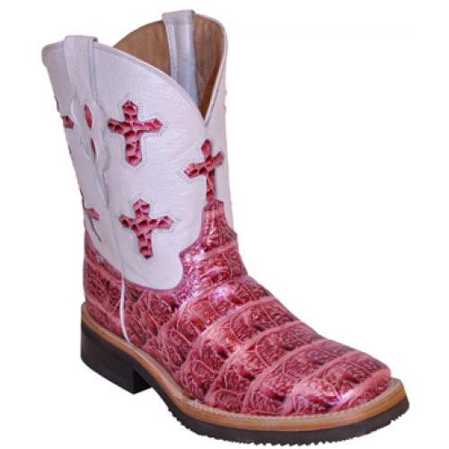 Ferrini Ladies 61093-20 Pink / Pearl Crocodile Print Boots